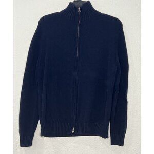 Men’s J.Crew Full Zip Sweater Sz XL Navy Blue 81686 100% Cotton Zips Up Or Down